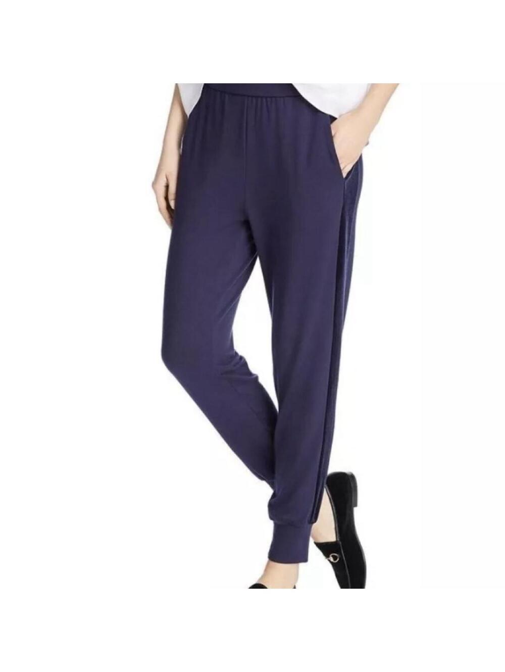 Eileen Fisher Navy Blue Jogger Pants Womens Petite PP Stretch Knit Lounge Pant